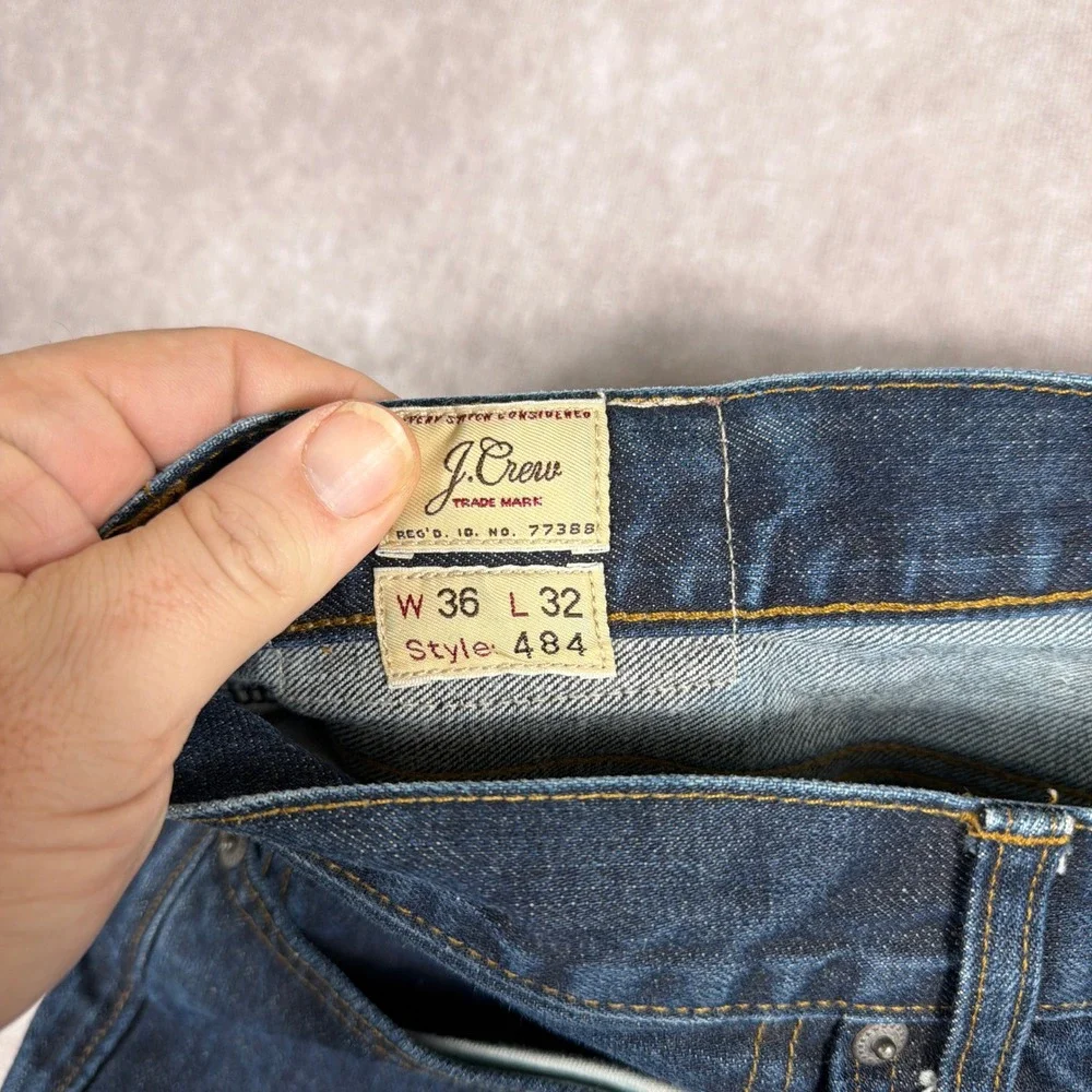J.Crew 484 Slim‎ Fit Jeans Japanese Kaihara Denim 36x32 Dark Indigo Blue Mens